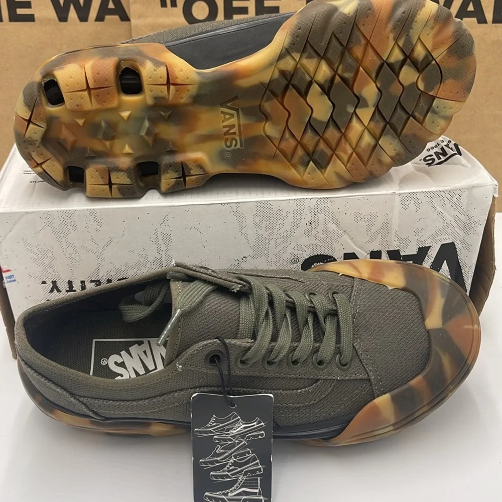 Vans WMNS Olive Green Sneakers Camouflage Old Skool Tapered Modular Grape Leaf - Picture 2 of 16